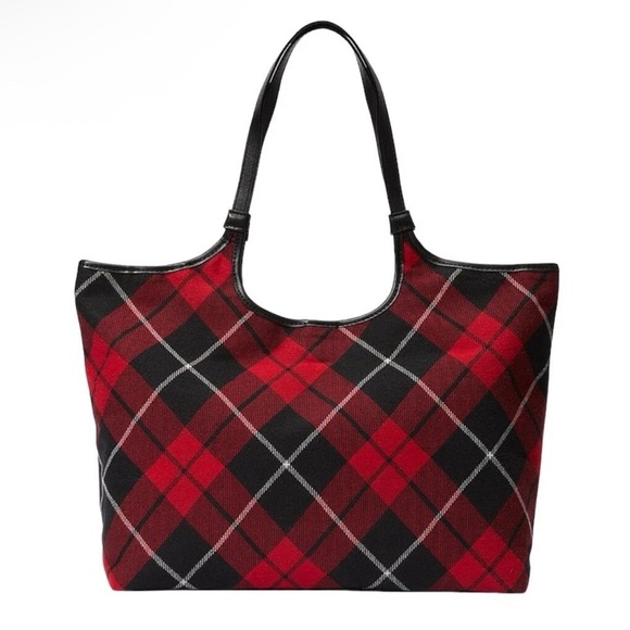 Victoria's Secret NWOT Red and Black Checkered Tote - Picture 3 of 8
